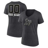 Athletics Women's Personalized Monochrome Name & Number V-Neck T-Shirt - MLB