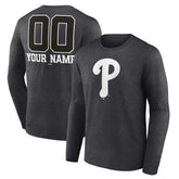 Philadelphia Phillies Personalized Monochrome Name & Number Long Sleeve T-Shirt - MLB