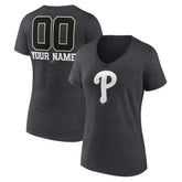 Philadelphia Phillies Women's Personalized Monochrome Name & Number V-Neck T-Shirt - MLB