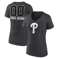Philadelphia Phillies Women's Personalized Monochrome Name & Number V-Neck T-Shirt - MLB