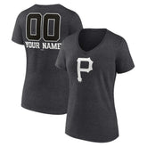 Pittsburgh Pirates Women's Personalized Monochrome Name & Number V-Neck T-Shirt - MLB