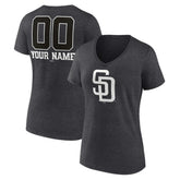 San Diego Padres Women's Personalized Monochrome Name & Number V-Neck T-Shirt - MLB
