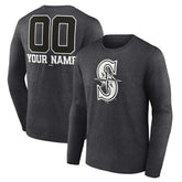 Seattle Mariners Personalized Monochrome Name & Number Long Sleeve T-Shirt - MLB