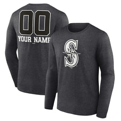 Seattle Mariners Personalized Monochrome Name & Number Long Sleeve T-Shirt - MLB
