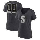Seattle Mariners Women's Personalized Monochrome Name & Number V-Neck T-Shirt - MLB