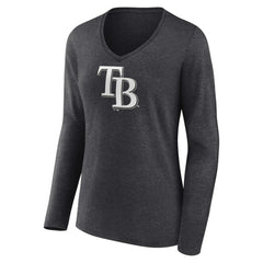 Tampa Bay Rays Women's Personalized Monochrome Name & Number Long Sleeve V-Neck T-Shirt - MLB