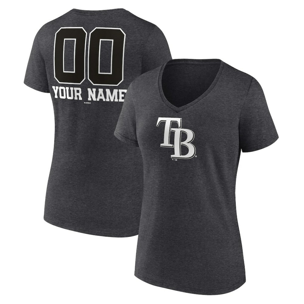 Tampa Bay Rays Women's Personalized Monochrome Name & Number V-Neck T-Shirt - MLB