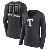 Texas Rangers Women's Personalized Monochrome Name & Number Long Sleeve V-Neck T-Shirt - MLB