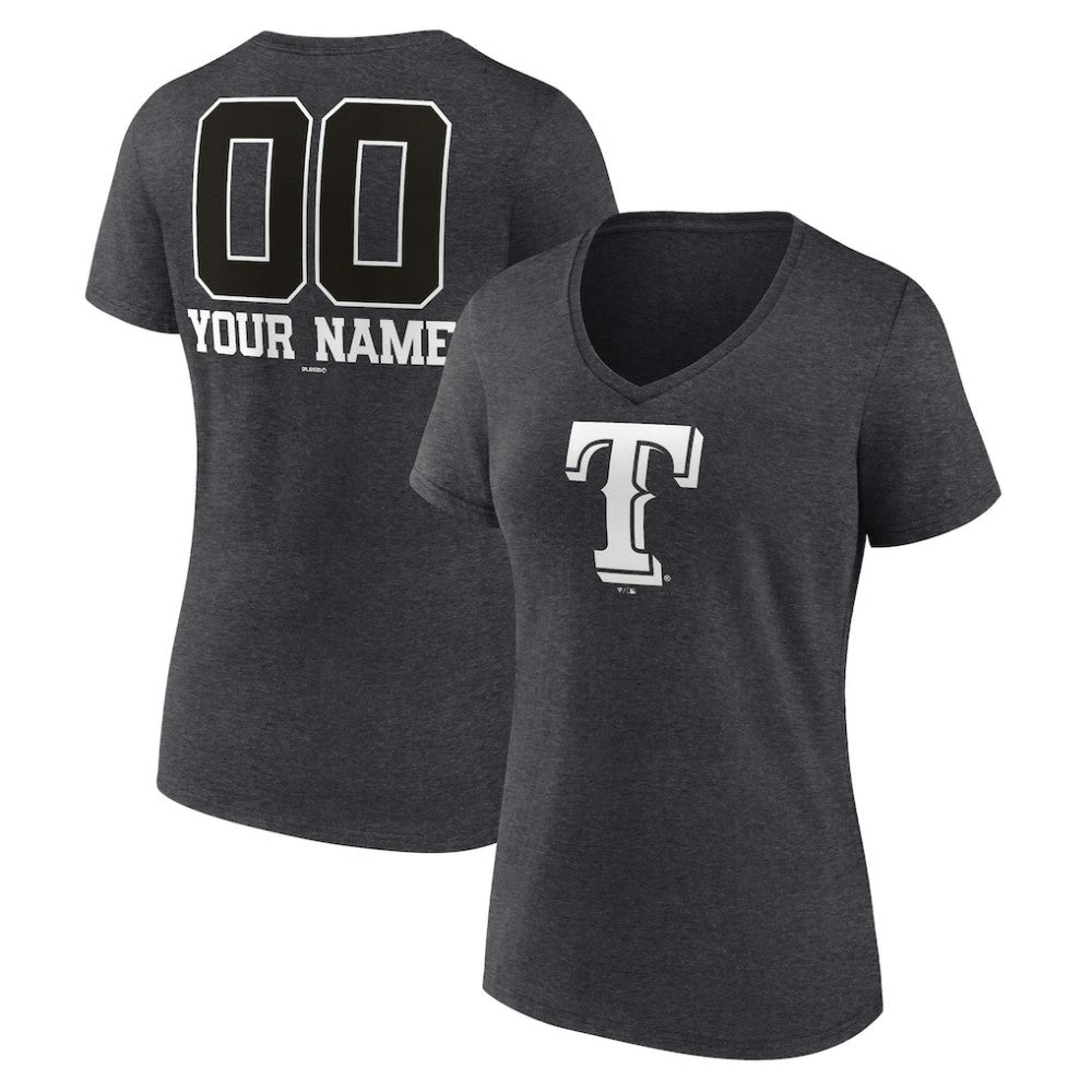 Texas Rangers Women's Personalized Monochrome Name & Number V-Neck T-Shirt - MLB