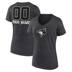 Toronto Blue Jays Women's Personalized Monochrome Name & Number V-Neck T-Shirt - MLB
