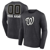 Washington Nationals Personalized Monochrome Name & Number Long Sleeve T-Shirt - MLB