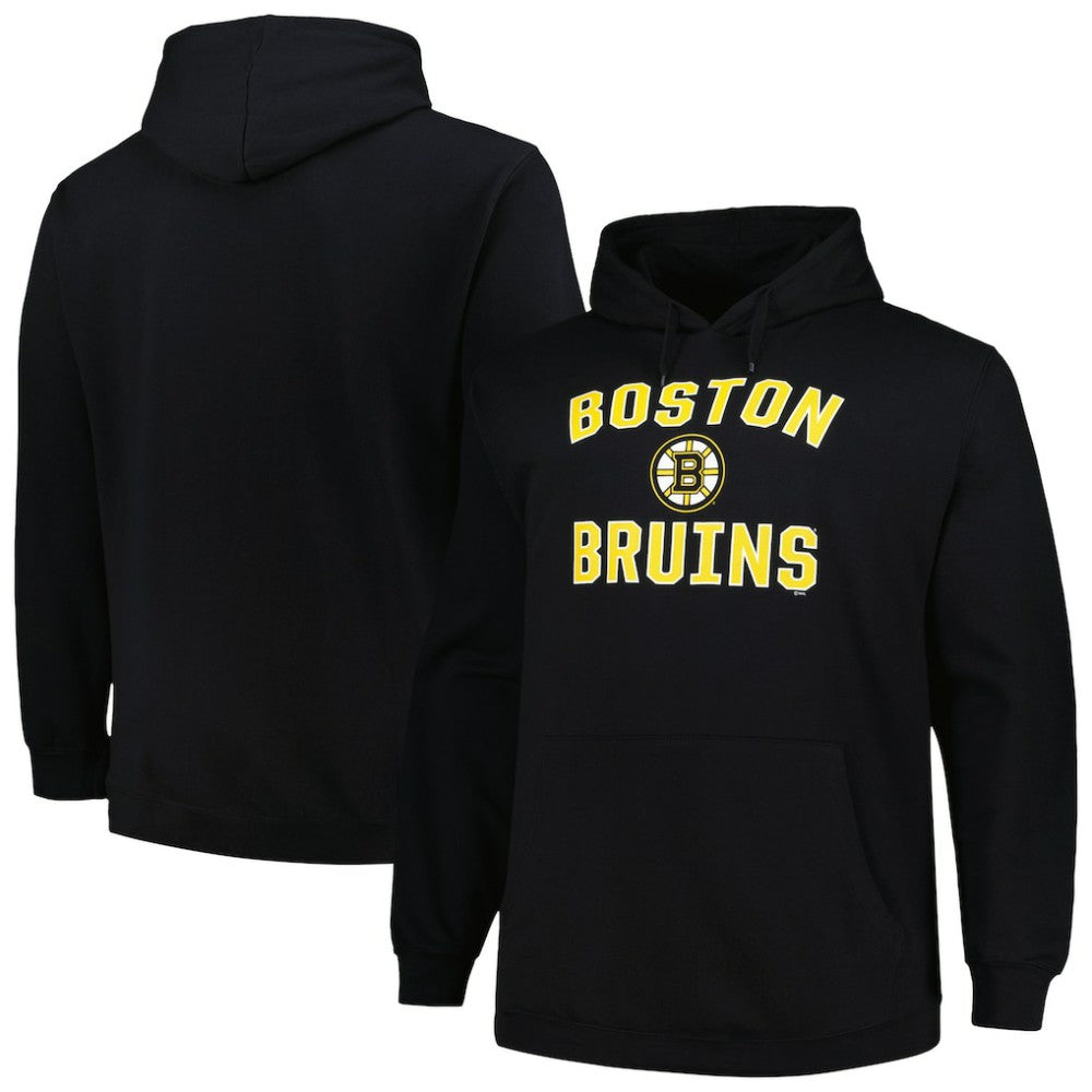 Boston Bruins Profile Big & Tall Arch Over Logo Pullover Hoodie - Black - NHL