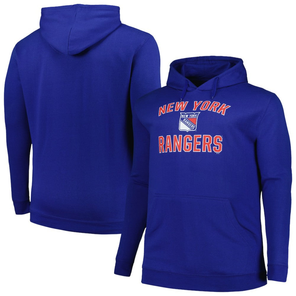 New York Rangers Profile Big & Tall Arch Over Logo Pullover Hoodie - Blue - NHL