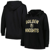 Vegas Golden Knights Profile Women's Plus Size Arch Over Logo Pullover Hoodie - Black - NHL