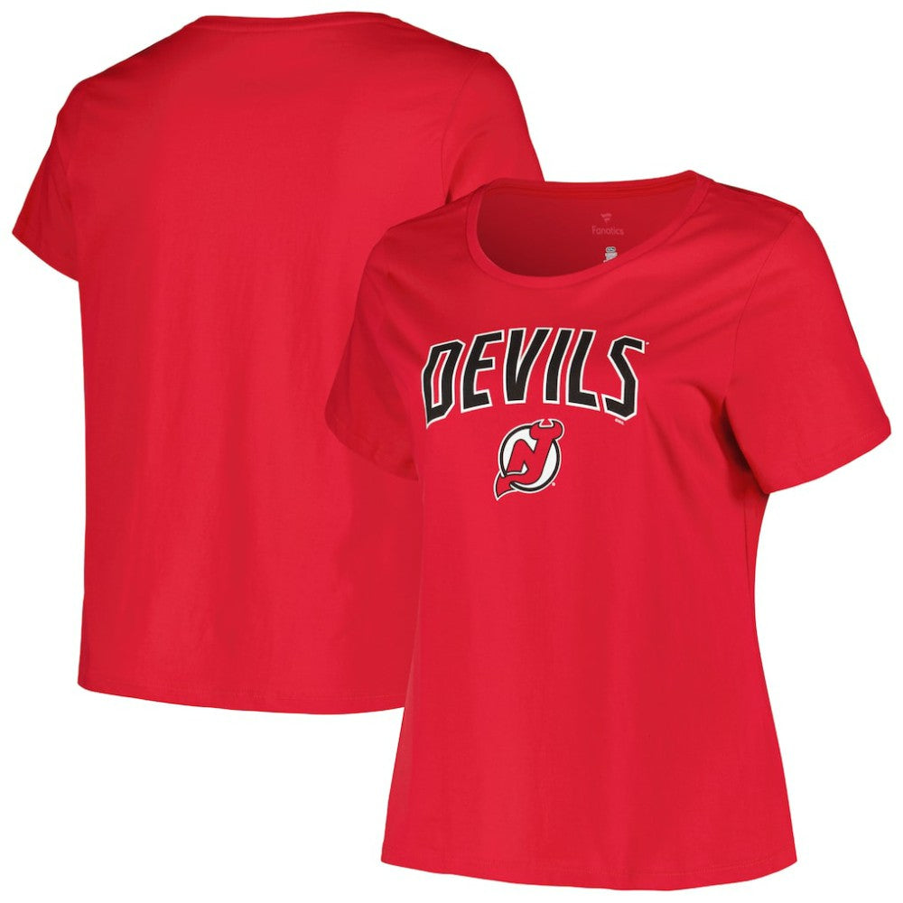 New Jersey Devils Profile Women's Plus Size Arch Over Logo T-Shirt - Red - NHL