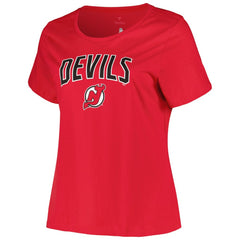 New Jersey Devils Profile Women's Plus Size Arch Over Logo T-Shirt - Red - NHL