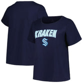 Seattle Kraken Profile Women's Plus Size Arch Over Logo T-Shirt - Deep Sea Blue - NHL