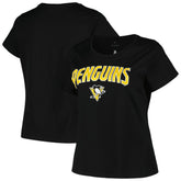 Pittsburgh Penguins Profile Women's Plus Size Arch Over Logo T-Shirt - Black - NHL