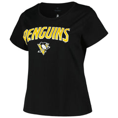 Pittsburgh Penguins Profile Women's Plus Size Arch Over Logo T-Shirt - Black - NHL