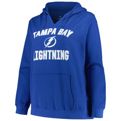 Tampa Bay Lightning Profile Women's Plus Size Arch Over Logo Pullover Hoodie - Blue - NHL