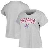 Colorado Avalanche Profile Women's Plus Size Arch Over Logo T-Shirt - Heather Gray - NHL