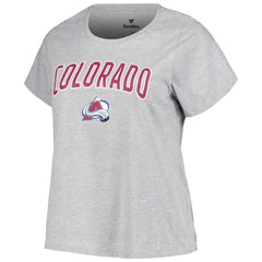 Colorado Avalanche Profile Women's Plus Size Arch Over Logo T-Shirt - Heather Gray - NHL