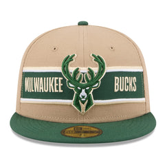 Milwaukee Bucks 2024 NBA Draft 59FIFTY Fitted Hat Tan/Hunter Green - NBA