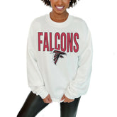 Atlanta Falcons Gameday Couture Women's Just Go With It Oversized Long Sleeve Crewneck Sweatshirt – White | NFL