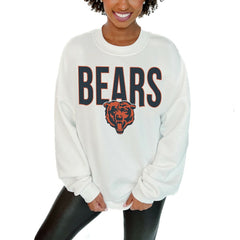 Chicago Bears Gameday Couture Women's Just Go With It Oversized Long Sleeve Crewneck Sweatshirt – White | NFL