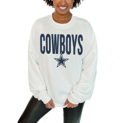 Dallas Cowboys Gameday Couture Women's Just Go With It Oversized Long Sleeve Crewneck Sweatshirt – White | NFL