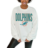 Miami Dolphins Gameday Couture Women's Just Go With It Oversized Long Sleeve Crewneck Sweatshirt – White | NFL