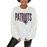 New England Patriots Gameday Couture Women's Just Go With It Oversized Long Sleeve Crewneck Sweatshirt – White | NFL