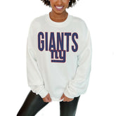 New York Giants Gameday Couture Women's Just Go With It Oversized Long Sleeve Crewneck Sweatshirt – White | NFL