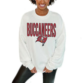 Tampa Bay Buccaneers Gameday Couture Women's Just Go With It Oversized Long Sleeve Crewneck Sweatshirt – White | NFL