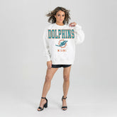 Miami Dolphins Gameday Couture Women's Sunday Drives Oversized Crewneck Pullover Sweatshirt – White | NFL