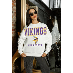 Minnesota Vikings Gameday Couture Women's Sunday Drives Oversized Crewneck Pullover Sweatshirt – White | NFL
