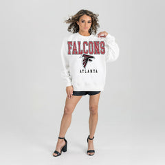 Atlanta Falcons Gameday Couture Women's Sunday Drives Oversized Crewneck Pullover Sweatshirt – White | NFL