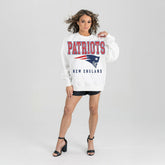 New England Patriots Gameday Couture Women's Sunday Drives Oversized Crewneck Pullover Sweatshirt – White | NFL