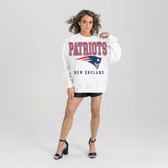 New England Patriots Gameday Couture Women's Sunday Drives Oversized Crewneck Pullover Sweatshirt – White | NFL