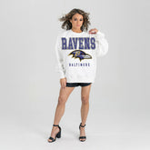 Baltimore Ravens Gameday Couture Women's Sunday Drives Oversized Crewneck Pullover Sweatshirt – White | NFL