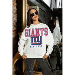 New York Giants Gameday Couture Women's Sunday Drives Oversized Crewneck Pullover Sweatshirt – White | NFL