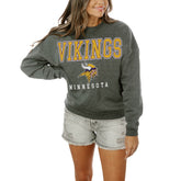 Minnesota Vikings Gameday Couture Women's Oversized Bring The Energy Pullover Sweatshirt – Charcoal | NFL