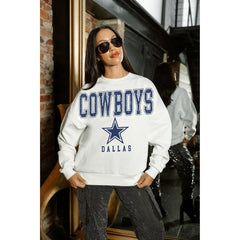 Dallas Cowboys Gameday Couture Women's Sunday Drives Oversized Crewneck Pullover Sweatshirt – White | NFL