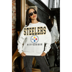 Pittsburgh Steelers Gameday Couture Women's Sunday Drives Oversized Crewneck Pullover Sweatshirt – White | NFL