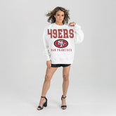 San Francisco 49ers Gameday Couture Women's Sunday Drives Oversized Crewneck Pullover Sweatshirt – White | NFL