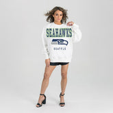 Seattle Seahawks Gameday Couture Women's Sunday Drives Oversized Crewneck Pullover Sweatshirt – White | NFL