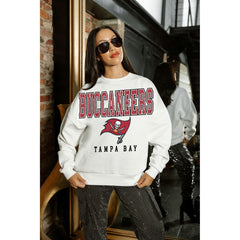 Tampa Bay Buccaneers Gameday Couture Women's Sunday Drives Oversized Crewneck Pullover Sweatshirt – White | NFL