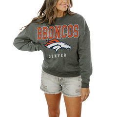 Denver Broncos Gameday Couture Women's Oversized Bring The Energy Pullover Sweatshirt – Charcoal | NFL