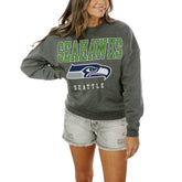 Seattle Seahawks Gameday Couture Women's Oversized Bring The Energy Pullover Sweatshirt – Charcoal | NFL