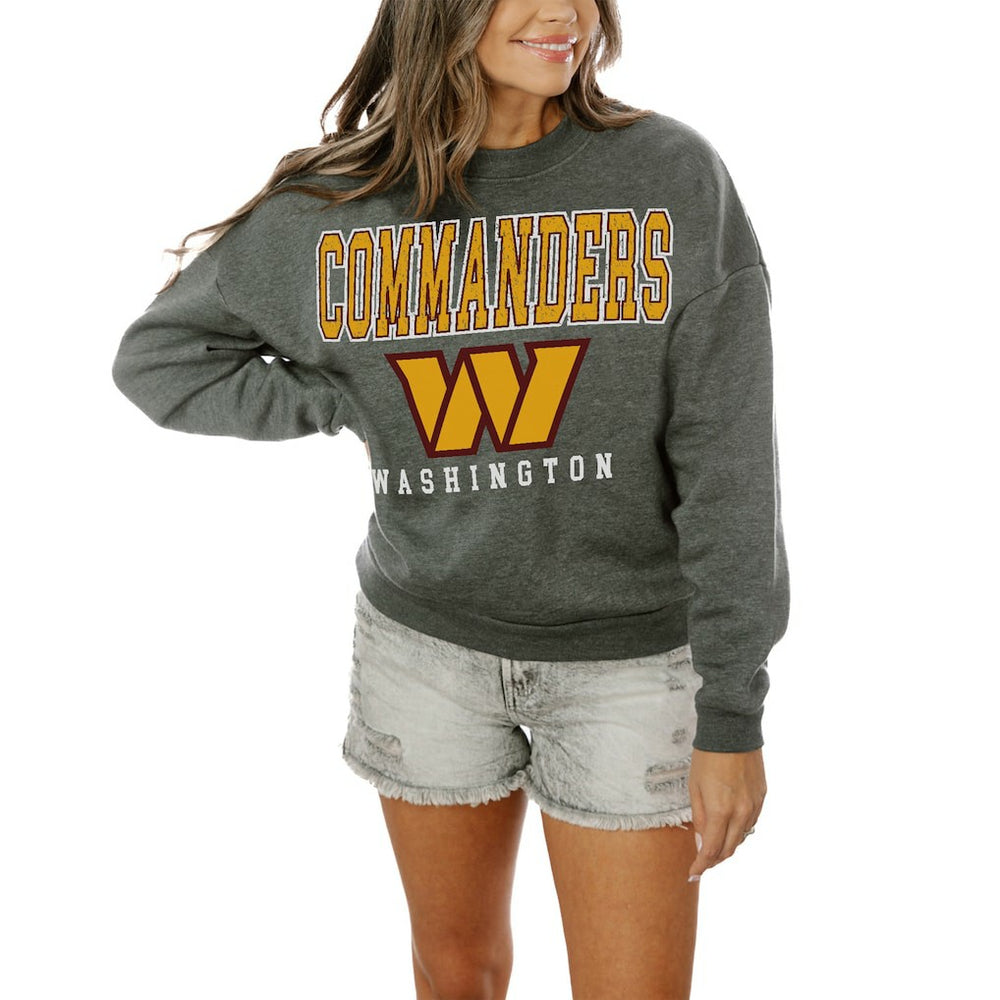 Washington Commanders Gameday Couture Women's Oversized Bring The Energy Pullover Sweatshirt – Charcoal | NFL